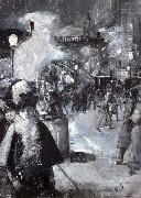 Lesser Ury At the railway station Friedrichstrabe Spain oil painting artist